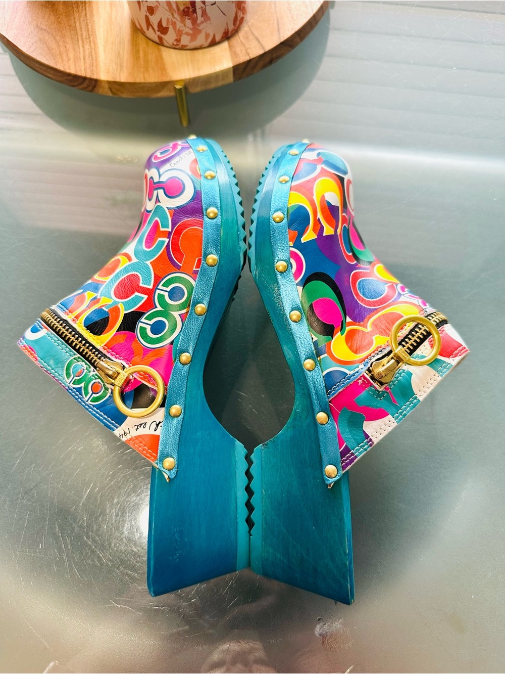 Coach Poppy Jessi Multicolor Clogs Mules Women’s Size 9 Vintage Y2K Like New - Picture 4 of 10